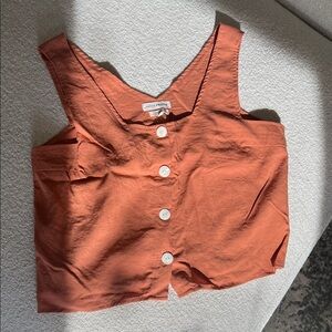 Native Youth Orange Button-Up Tank Top